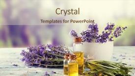  Presentation with lavender - Beautiful PPT theme featuring harvested lavender flowers on wooden backdrop and a  colored foreground