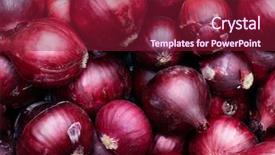 Presentation with red onion - Colorful PPT theme enhanced with harvested red onions in container backdrop and a violet colored foreground