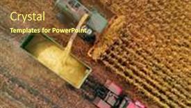  Presentation with agriculture corn - Presentation theme having harvester-agriculture-combine-machine-harvesting background and a tawny brown colored foreground