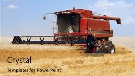  Presentation with blue gold - Beautiful presentation theme featuring harvester in the field backdrop and a yellow colored foreground