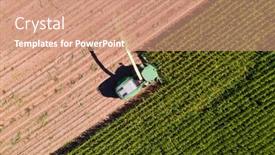  Presentation with corn field - Presentation design consisting of harvester-on-the-field-cutting background and a coral colored foreground