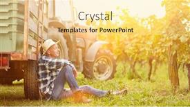  Presentation with tractor - Cool new PPT theme with harvester-takes-break-on-tractor backdrop and a blonde colored foreground