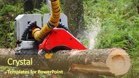  Presentation with timber harvest - Slide set featuring harvester working in a forest background and a tawny brown colored foreground