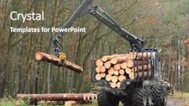  Presentation with forest patches - Presentation theme consisting of harvester working in a forest background and a gray colored foreground