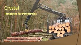  Presentation with timber harvest - Presentation theme enhanced with harvester working in a forest background and a violet colored foreground