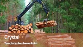  Presentation with energy source - PPT layouts enhanced with harvester working in a forest background and a red colored foreground