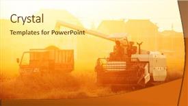  Presentation with harvest is ripe - Colorful slide deck enhanced with harvester working in ripe rice backdrop and a cream colored foreground