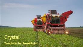  Presentation with harvest - Colorful PPT theme enhanced with multi purpose - two red combine harvesters harvest backdrop and a tawny brown colored foreground