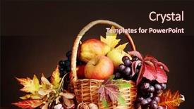 Presentation with brown harvest - Theme with harvesting festival - beautiful autumn harvest in basket background and a wine colored foreground