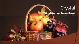  Presentation with brown harvest - Beautiful slides featuring harvesting festival - beautiful autumn harvest in basket backdrop and a wine colored foreground