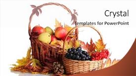  Presentation with autumn leaves - Colorful PPT layouts enhanced with harvesting festival - beautiful autumn harvest in baskets backdrop and a white colored foreground
