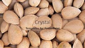  Presentation with almonds - Amazing PPT theme having harvesting-shelled-almonds-to-use backdrop and a coral colored foreground