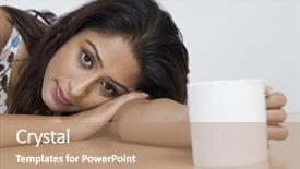  Presentation with coffee cup diary - Presentation theme with haryana - woman holding a coffee cup background and a  colored foreground