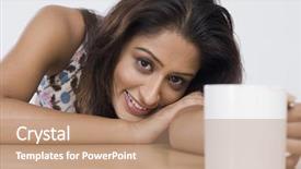  Presentation with coffee cup diary - Beautiful presentation featuring haryana - woman holding a cup backdrop and a  colored foreground