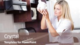  Presentation with unhappy - Presentation theme with has no more money left background and a violet colored foreground