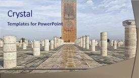  Presentation with rabat - Presentation design featuring hasan tower located in moroccan capital rabat it'c construction begun in 1195 by yacub al-mansur background and a sky blue colored foreground