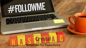  Presentation with 3d cube - Beautiful slide deck featuring hashtag written on a wooden backdrop and a gold colored foreground