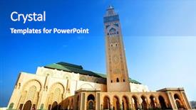  Presentation with morocco - Slide deck featuring hassan ii mosque casablanca morocco background and a cobalt blue colored foreground