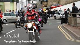  Presentation with bikers - Amazing presentation theme having hastings-england-may-5-motorcyclists backdrop and a gray colored foreground