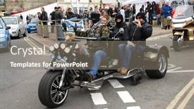  Presentation with bikers - PPT theme consisting of hastings-england-may-5 background and a gray colored foreground