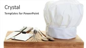  Presentation with cooking chef - Slide set with chef's toque with various background and a white colored foreground