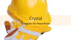  Presentation with earth moving construction heavy equipment - Cool new presentation theme with hat and heavy duty gloves backdrop and a yellow colored foreground