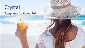  Presentation with straw - Audience pleasing PPT layouts consisting of hat and holding a cocktail backdrop and a  colored foreground