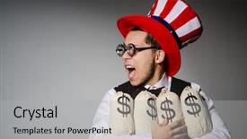  Presentation with philippine currency american period money - Presentation consisting of hat and sacks of money background and a  colored foreground