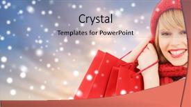  Presentation with christmas sale - Amazing PPT layouts having hat and scarf with shopping backdrop and a light blue colored foreground