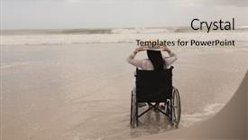  Presentation with wheelchair - Audience pleasing theme consisting of hat and sitting in wheelchair backdrop and a light gray colored foreground