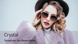 Presentation with beauty - Slide deck featuring hat and sunglasses beauty winter background and a light gray colored foreground