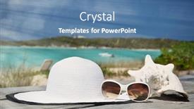  Presentation with bahamas - Beautiful presentation theme featuring hat and sunglasses great exuma bahamas backdrop and a teal colored foreground