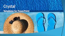  Presentation with blue origin - Beautiful PPT theme featuring hat by a swimming pool backdrop and a ocean colored foreground