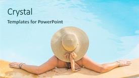  Presentation with swimming pool - PPT layouts consisting of hat by the swimming pool background and a cool aqua colored foreground