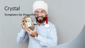  Presentation with clothes - Audience pleasing theme consisting of hat holding arm with money backdrop and a light gray colored foreground