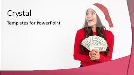  Presentation with little asian girl receiving vaccination - Cool new presentation with hat holding bunch of money backdrop and a white colored foreground