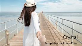  Presentation with hat - Amazing presentation design having hat holding hand and leading backdrop and a coral colored foreground