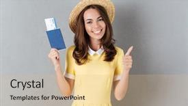  Presentation with happy 18 birthday - Beautiful presentation theme featuring hat holding passport with ticket backdrop and a coral colored foreground