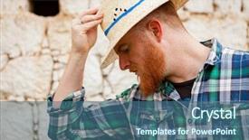  Presentation with young man wearing a hat - Slides consisting of hat in a rural enviromen background and a  colored foreground