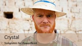  Presentation with straw - Slides consisting of hat in a rural enviromen background and a  colored foreground