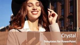  Presentation with text message - Slide deck consisting of hat listening to music background and a coral colored foreground