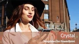  Presentation with text message - PPT theme enhanced with hat listening to music background and a coral colored foreground