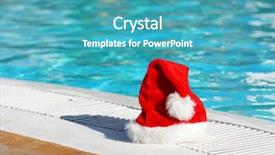  Presentation with jumping into pool - PPT theme consisting of hat near the swimming pool background and a teal colored foreground