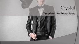  Presentation with hat - Slide deck having hat on stick background and a light gray colored foreground