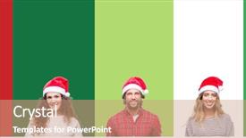  Presentation with group of children in christmas - Theme consisting of hat over white and green background and a coral colored foreground