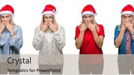  Presentation with white christmas - PPT layouts consisting of hat over white isolated backgroud background and a  colored foreground
