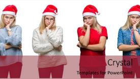  Presentation with white christmas - Beautiful slides featuring hat over white isolated backgroud backdrop and a  colored foreground