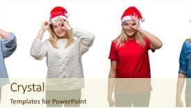  Presentation with white christmas - Colorful PPT layouts enhanced with hat over white isolated backgroud backdrop and a  colored foreground