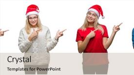  Presentation with collage of retro camera - Cool new PPT theme with hat over white isolated backgroud backdrop and a  colored foreground