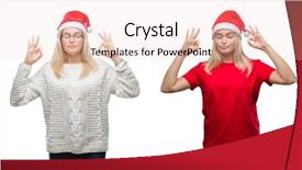  Presentation with white christmas - Slides enhanced with hat over white isolated backgroud background and a  colored foreground